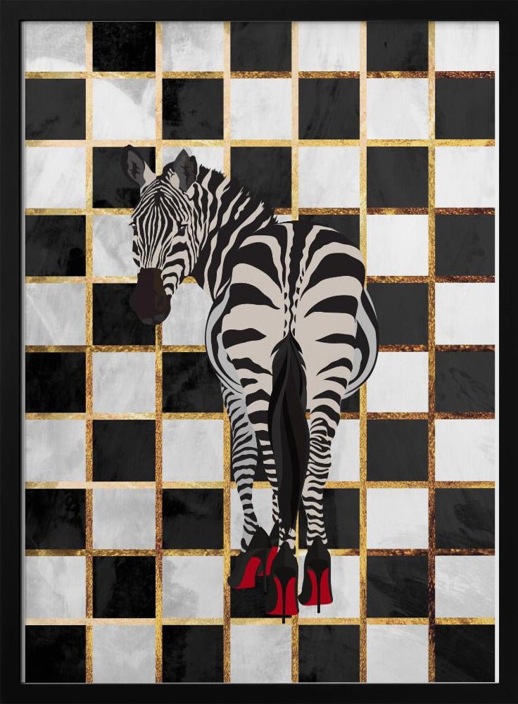 Zebra Heels Checkerboard - Stretched Canvas, Poster or Fine Art Print - I Heart Wall Art - Poster Print, Canvas Print or Framed Art Print