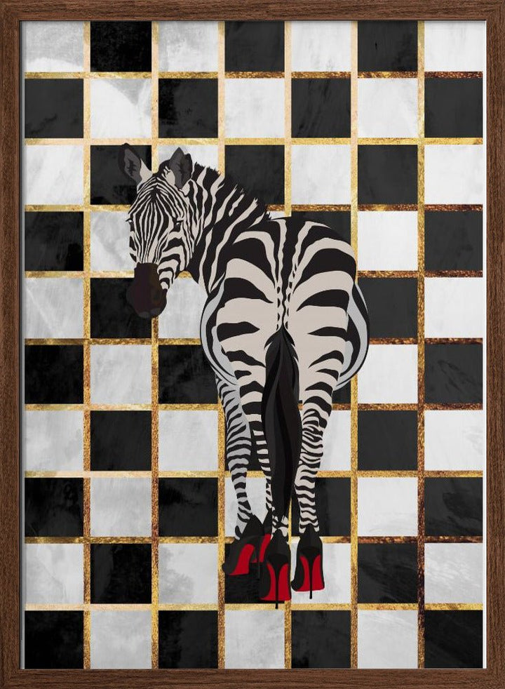 Zebra Heels Checkerboard - Stretched Canvas, Poster or Fine Art Print - I Heart Wall Art - Poster Print, Canvas Print or Framed Art Print