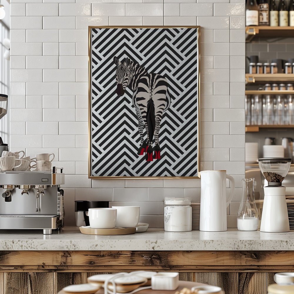 Zebra heels retro - Stretched Canvas, Poster or Fine Art Print - I Heart Wall Art - Poster Print, Canvas Print or Framed Art Print