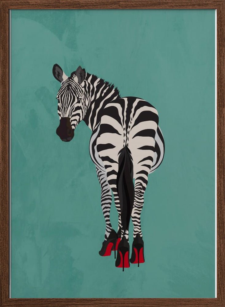 Zebra in heels teal - Stretched Canvas, Poster or Fine Art Print - I Heart Wall Art - Poster Print, Canvas Print or Framed Art Print