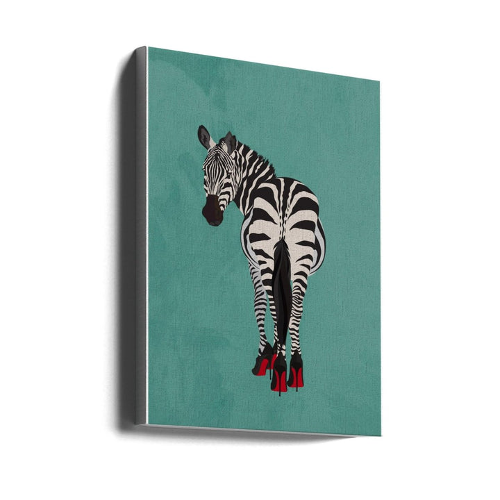 Zebra in heels teal - Stretched Canvas, Poster or Fine Art Print - I Heart Wall Art - Poster Print, Canvas Print or Framed Art Print