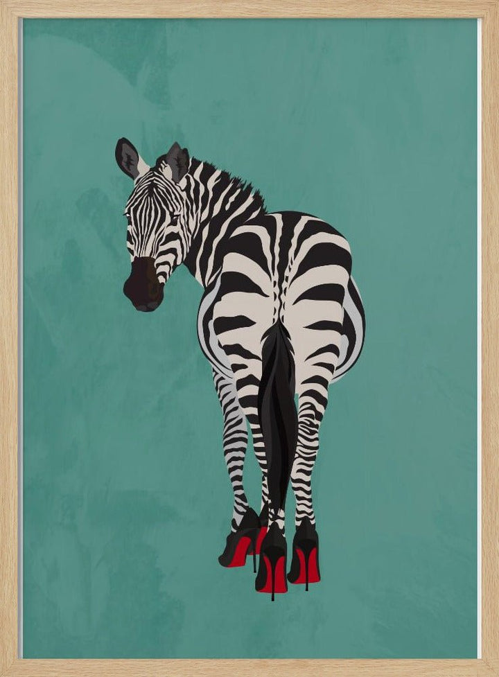 Zebra in heels teal - Stretched Canvas, Poster or Fine Art Print - I Heart Wall Art - Poster Print, Canvas Print or Framed Art Print