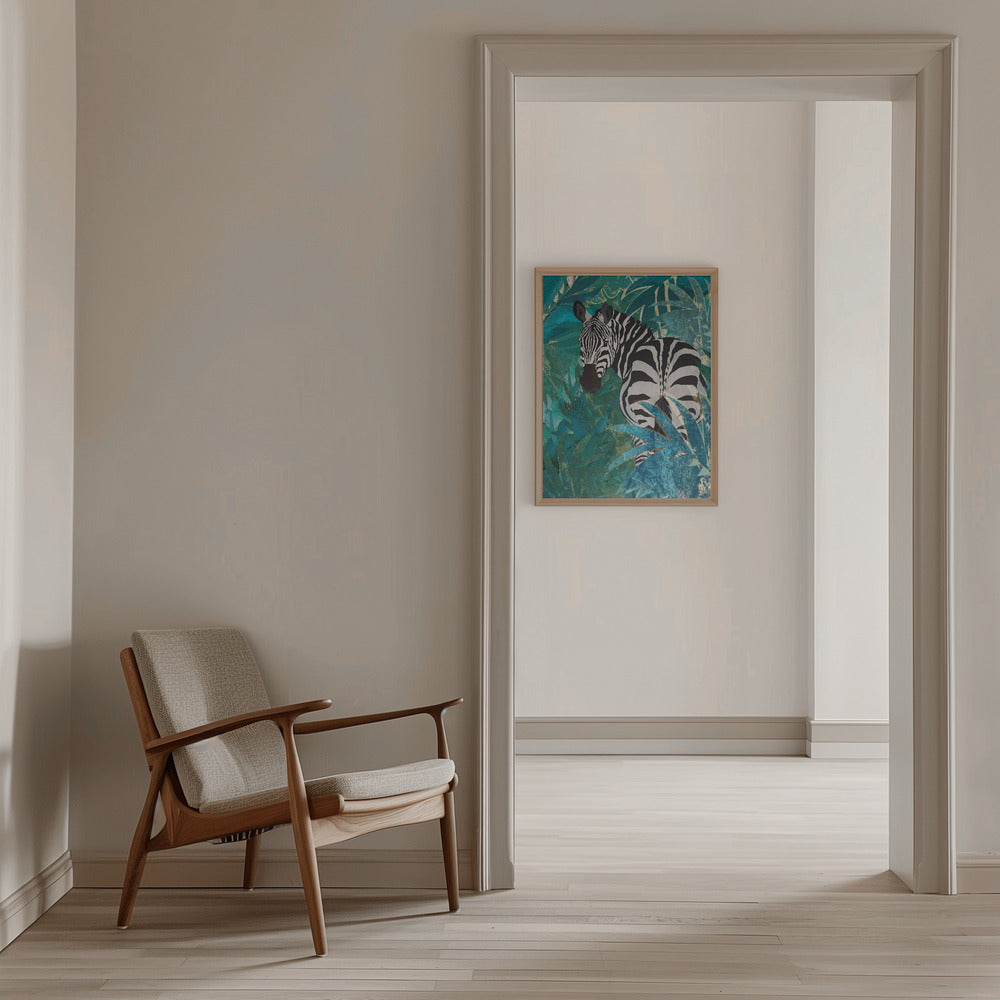 Zebra in the jungle 1 - Stretched Canvas, Poster or Fine Art Print I Heart Wall Art