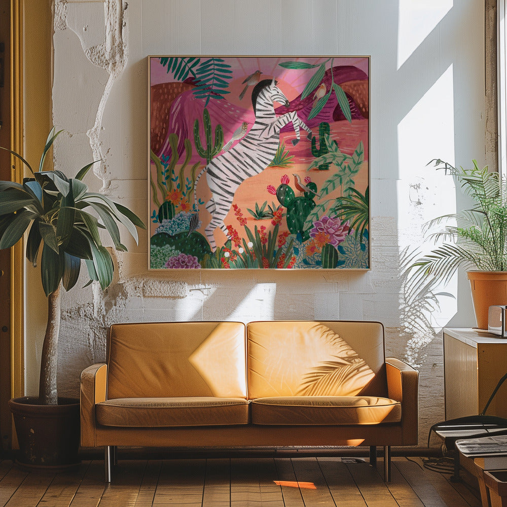 Zebra in the mountains - Square Stretched Canvas, Poster or Fine Art Print I Heart Wall Art
