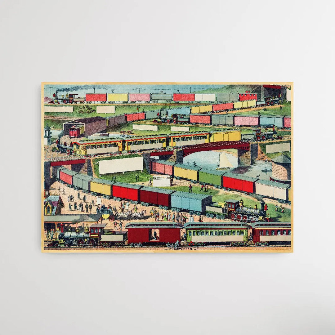 Zig-zag Passenger and Freight Train I Heart Wall Art Australia 