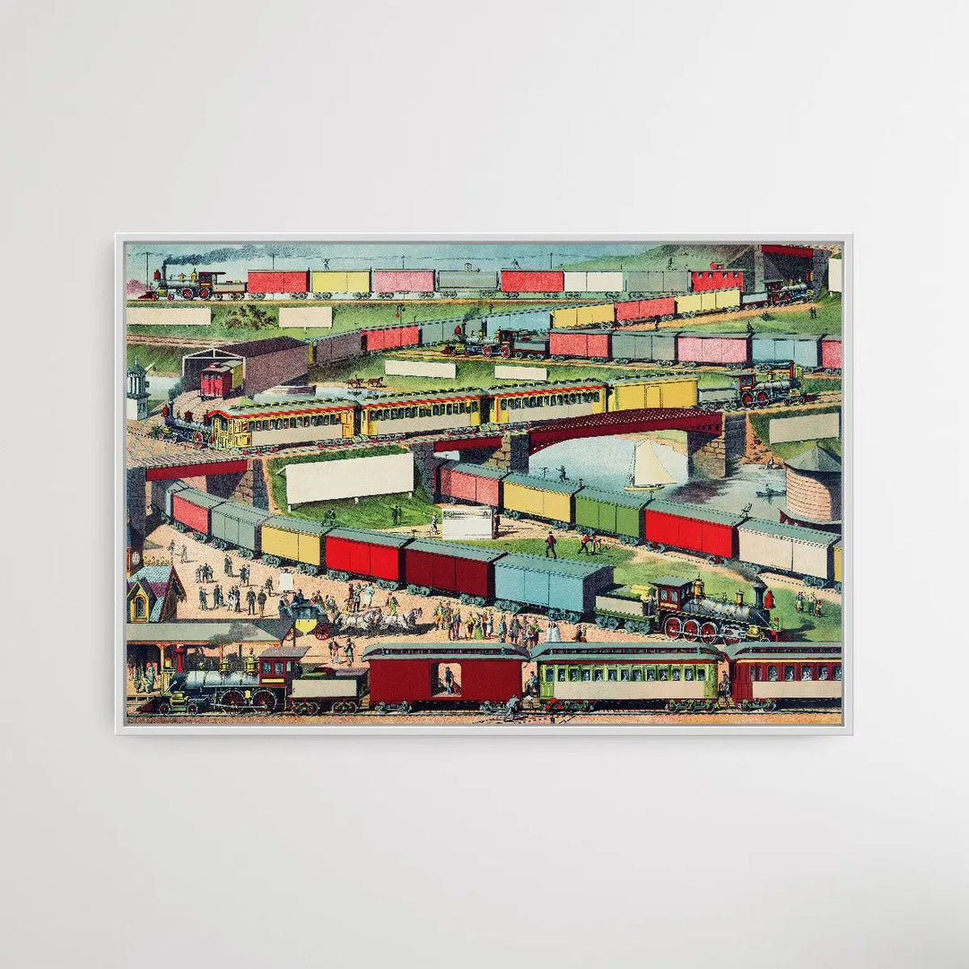 Zig-zag Passenger and Freight Train I Heart Wall Art Australia 