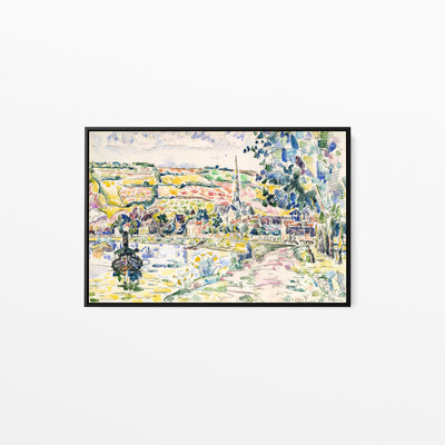 Petit Andely-The River Bank by Paul Signac- Stretched Canvas Print or Framed Fine Art Print - Artwork I Heart Wall Art Australia 