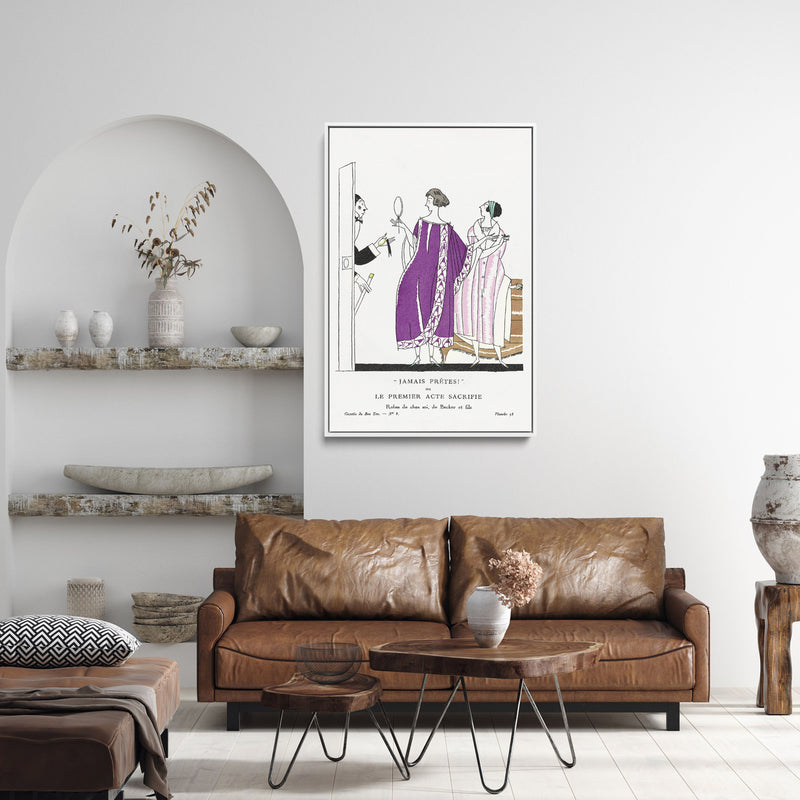 Never ready! or The first act sacrifices, home dresses, by Becker and son (1920) by Charles Martin - Stretched Canvas Print or Framed Fine Art Print - Artwork I Heart Wall Art Australia 
