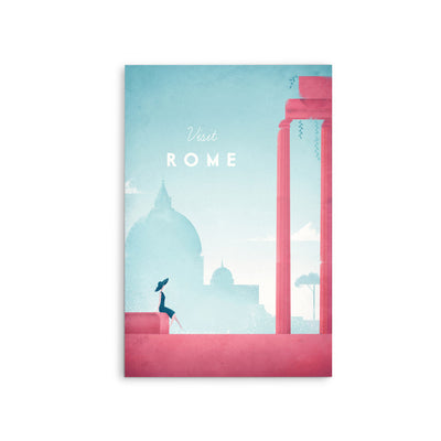 Rome by Henry Rivers - Stretched Canvas Print or Framed Fine Art Print - Artwork- Vintage Inspired Travel Poster I Heart Wall Art Australia 