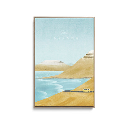 Iceland by Henry Rivers - Stretched Canvas Print or Framed Fine Art Print - Artwork- Vintage Inspired Travel Poster I Heart Wall Art Australia 