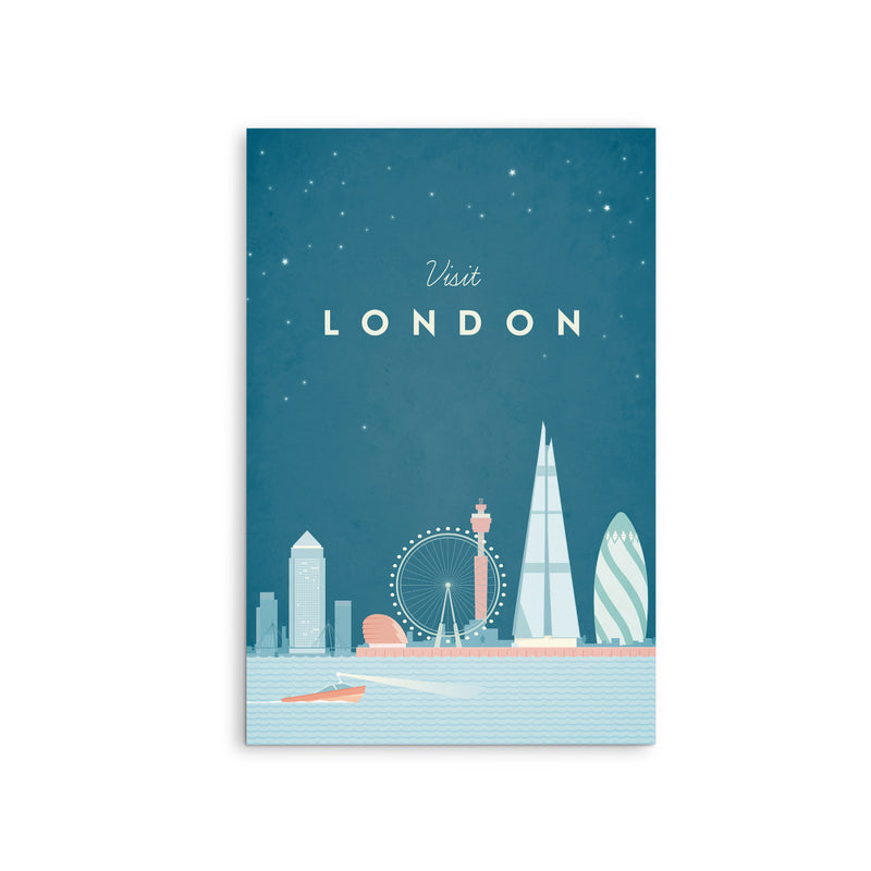 London by Henry Rivers - Stretched Canvas Print or Framed Fine Art Print - Artwork- Vintage Inspired Travel Poster I Heart Wall Art Australia 