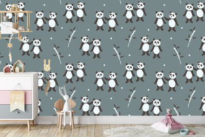 Panda Pair  - Peel and Stick Removable Wallpaper I Heart Wall Art Australia 