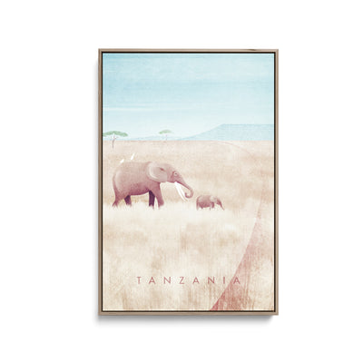 Tanzania by Henry Rivers - Stretched Canvas Print or Framed Fine Art Print - Artwork- Vintage Inspired Travel Poster I Heart Wall Art Australia 