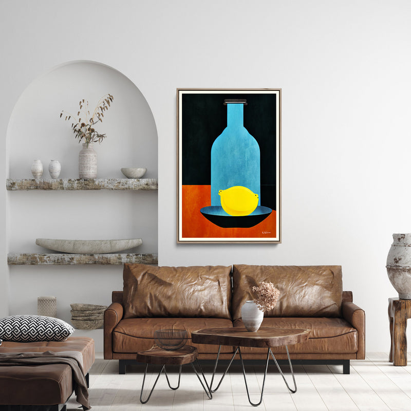 Bottle With (lonesome) Lemon  Skinny Bitch by Bo Anderson - Stretched Canvas Print or Framed Fine Art Print - Artwork I Heart Wall Art Australia 