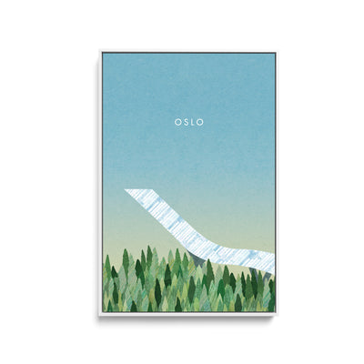 Oslo by Henry Rivers - Stretched Canvas Print or Framed Fine Art Print - Artwork- Vintage Inspired Travel Poster I Heart Wall Art Australia 