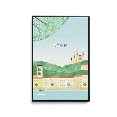 Lyon by Henry Rivers - Stretched Canvas Print or Framed Fine Art Print - Artwork- Vintage Inspired Travel Poster I Heart Wall Art Australia 