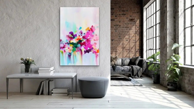 All The Days- Colourful Floral Abstract Artwork as Canvas or Paper Print - I Heart Wall Art - Poster Print, Canvas Print or Framed Art Print