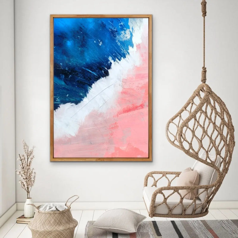 An Awesome Wave -Abstract Blue Pink Art Print Stretched Canvas Wall Art - I Heart Wall Art - Poster Print, Canvas Print or Framed Art Print