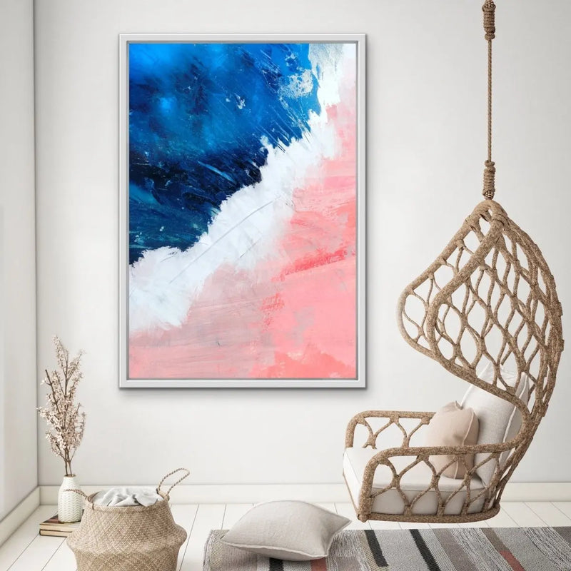 An Awesome Wave -Abstract Blue Pink Art Print Stretched Canvas Wall Art - I Heart Wall Art - Poster Print, Canvas Print or Framed Art Print