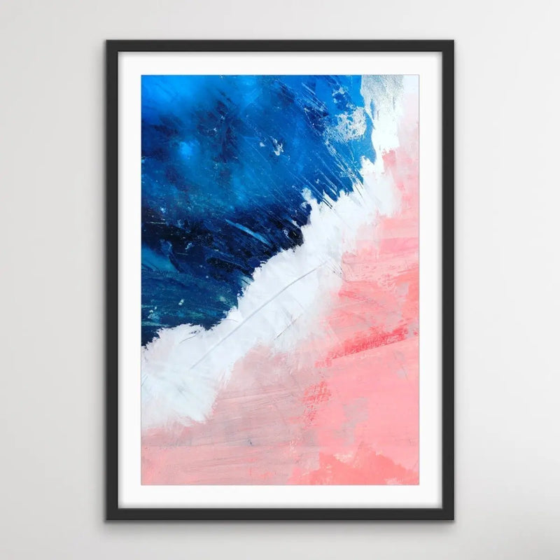 An Awesome Wave -Abstract Blue Pink Art Print Stretched Canvas Wall Art - I Heart Wall Art - Poster Print, Canvas Print or Framed Art Print