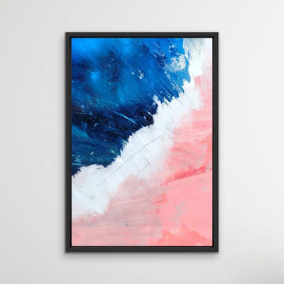 An Awesome Wave -Abstract Blue Pink Art Print Stretched Canvas Wall Art - I Heart Wall Art - Poster Print, Canvas Print or Framed Art Print
