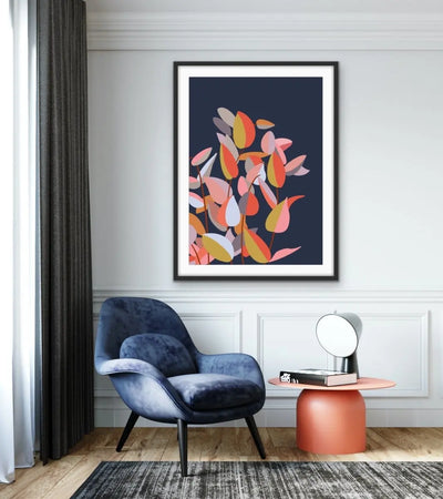 Autumn Colours - Blue Red Yellow Art Original Print - I Heart Wall Art - Poster Print, Canvas Print or Framed Art Print