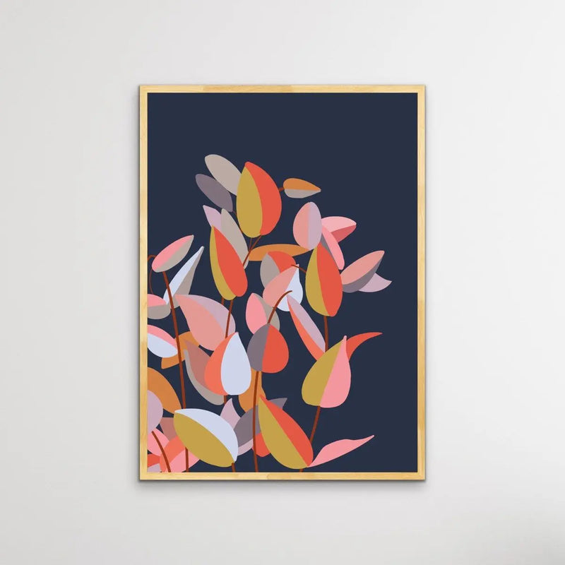 Autumn Colours - Blue Red Yellow Art Original Print - I Heart Wall Art - Poster Print, Canvas Print or Framed Art Print