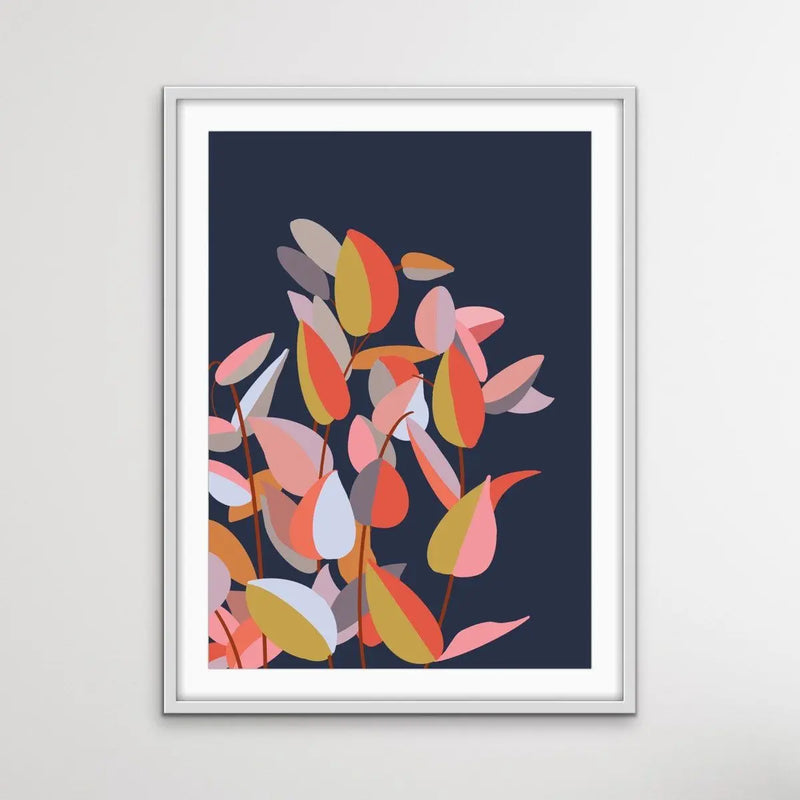 Autumn Colours - Blue Red Yellow Art Original Print - I Heart Wall Art - Poster Print, Canvas Print or Framed Art Print