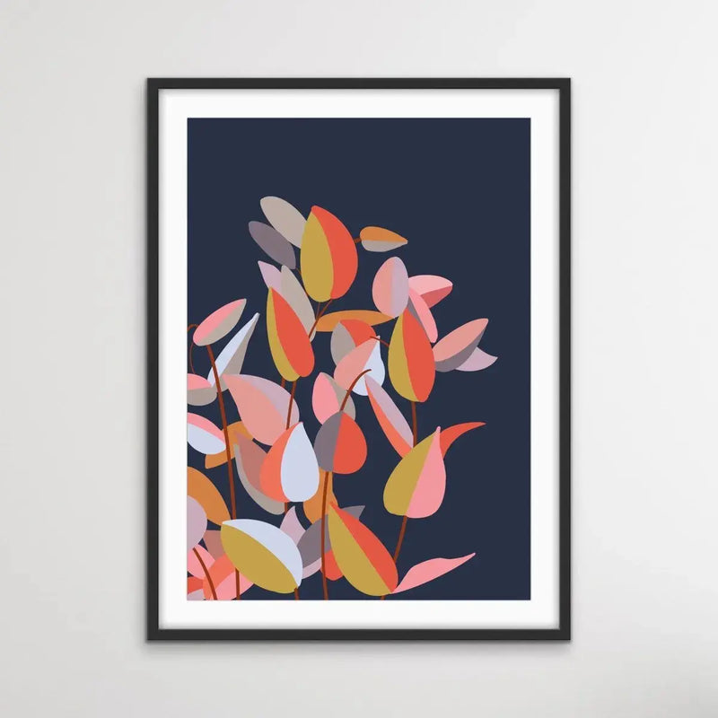 Autumn Colours - Blue Red Yellow Art Original Print - I Heart Wall Art - Poster Print, Canvas Print or Framed Art Print