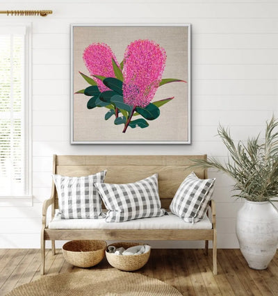 Banksia On Linen - Original Banksia Australian Nature Wall Art Print on Canvas - I Heart Wall Art - Poster Print, Canvas Print or Framed Art Print