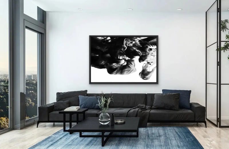 Black and White Abstract Suspension - Photographic Print Cloudy Wall Art Stretched Canvas - I Heart Wall Art - Poster Print, Canvas Print or Framed Art Print