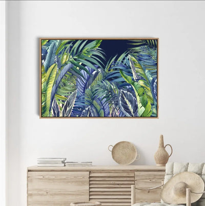 Blue Jungle - Blue and Green Watercolour Jungle Canvas and Art Print - I Heart Wall Art - Poster Print, Canvas Print or Framed Art Print
