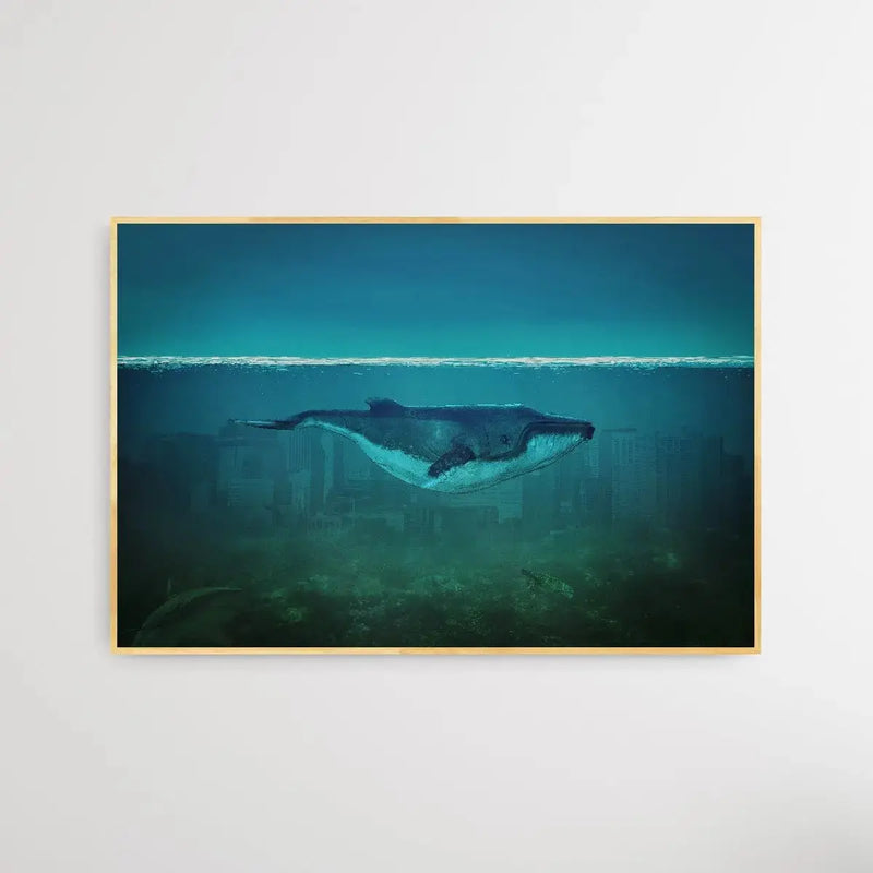 Blue Whale - Whale in the City Art Print - I Heart Wall Art - Poster Print, Canvas Print or Framed Art Print