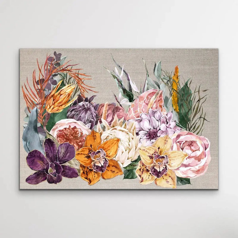 Boho Garden - Contemporary Canvas or Art Print With Boho Flowers - I Heart Wall Art - Poster Print, Canvas Print or Framed Art Print