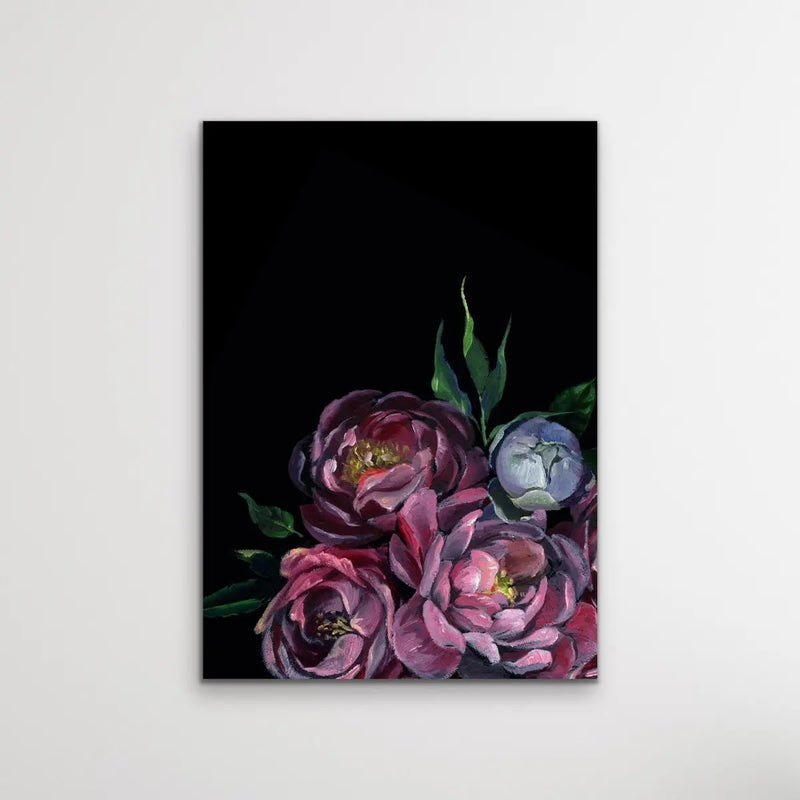 Bouquet On Black In Pink Stretched Canvas Print - I Heart Wall Art - Poster Print, Canvas Print or Framed Art Print