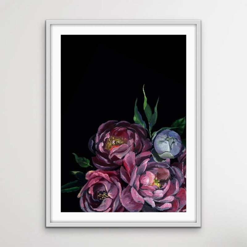 Bouquet On Black In Pink Stretched Canvas Print - I Heart Wall Art - Poster Print, Canvas Print or Framed Art Print