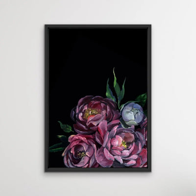 Bouquet On Black In Pink Stretched Canvas Print - I Heart Wall Art - Poster Print, Canvas Print or Framed Art Print