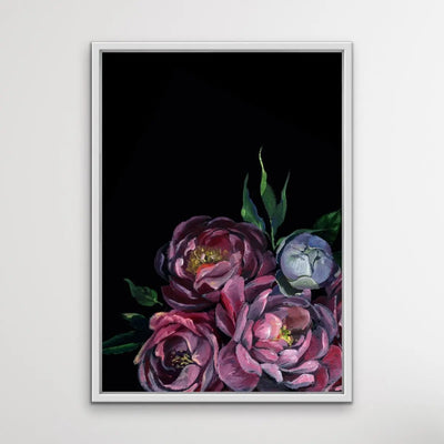 Bouquet On Black In Pink Stretched Canvas Print - I Heart Wall Art - Poster Print, Canvas Print or Framed Art Print