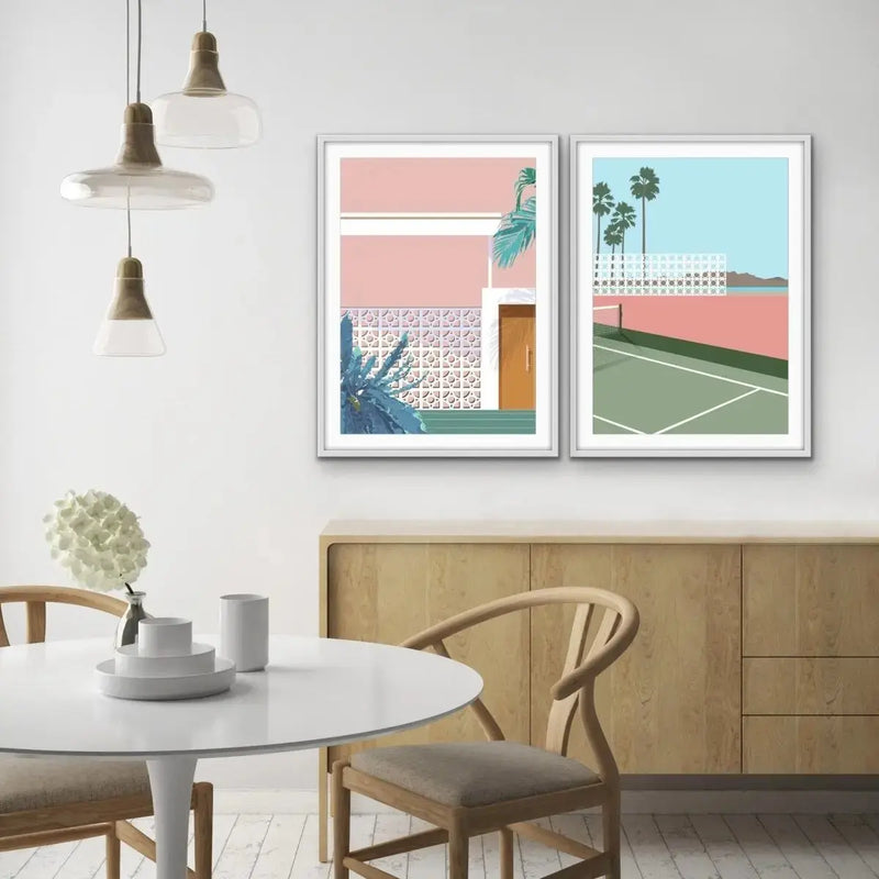 Breezeblocks - Two Piece Mid Century Modern Print Set Diptych - I Heart Wall Art - Poster Print, Canvas Print or Framed Art Print