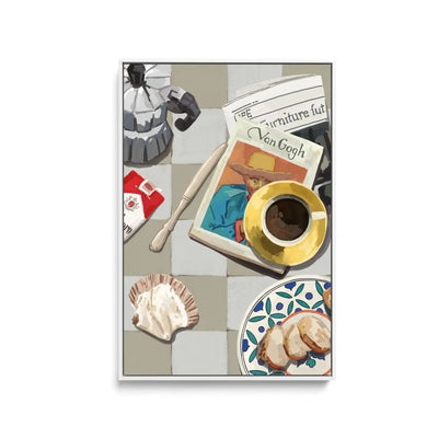 Brew and Butter - Contemporary Still Life Art - Stretched Canvas Print or Framed Fine Art Print - Artwork - I Heart Wall Art - Poster Print, Canvas Print or Framed Art Print