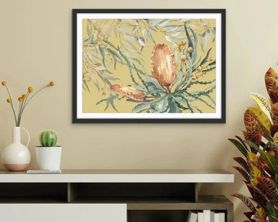 Bush Banksia - Australian Native Flower Original Artwork Canvas or Art Print - I Heart Wall Art - Poster Print, Canvas Print or Framed Art Print