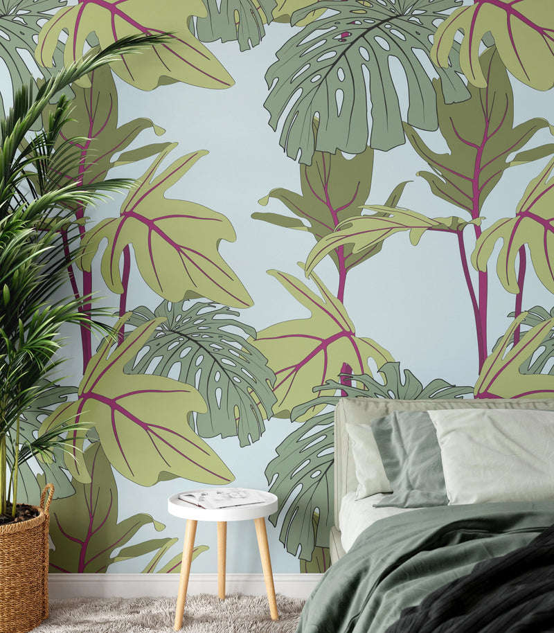 Cabana - Palms Against Blue Backdrop Wallpaper I Heart Wall Art Australia 