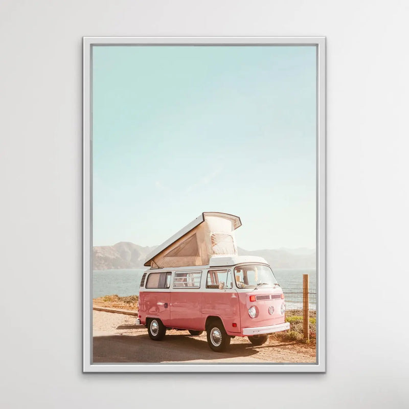 Candy Kombi - Vintage Style Print of Kombi Parked By The Beach - I Heart Wall Art