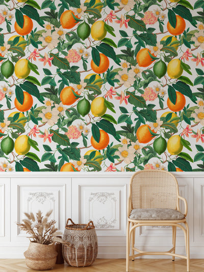 Citrus Bloom - Lemon and Orange Citrus Peel and Stick Removable Wallpaper I Heart Wall Art Australia 