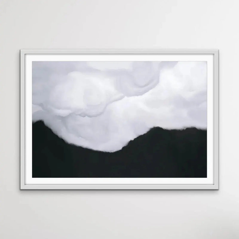Clouds On Black Sky - Black and White Cloud Artwork I Heart Wall Art Australia 