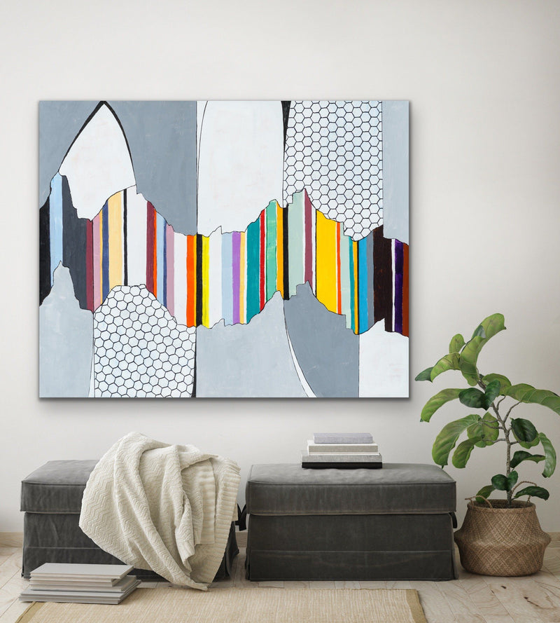 Colour Canyon - Grey Contemporary Colour Abstract Stretched Canvas Print - I Heart Wall Art
