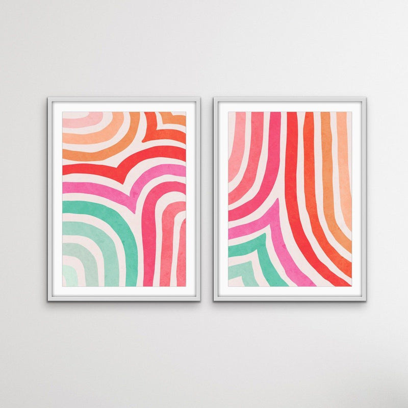 Colour Crush - Two Piece Colourful Striped Print Set Diptych - I Heart Wall Art