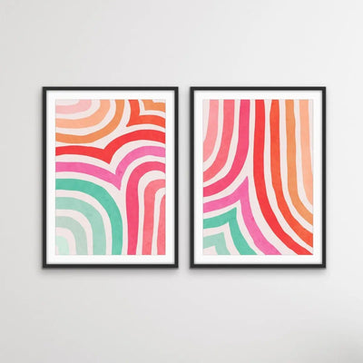 Colour Crush - Two Piece Colourful Striped Print Set Diptych - I Heart Wall Art