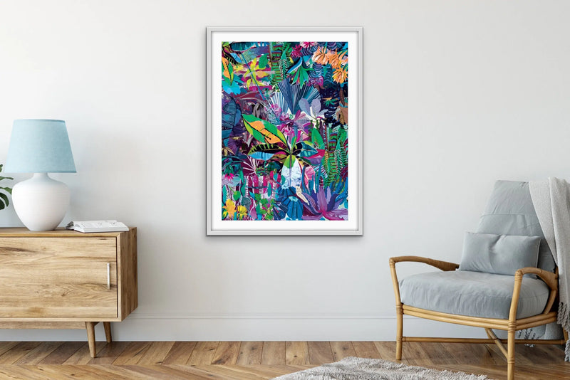 Colour Jungle In Blue and Purple -  Colourful Jungle Canvas or Art Print - I Heart Wall Art
