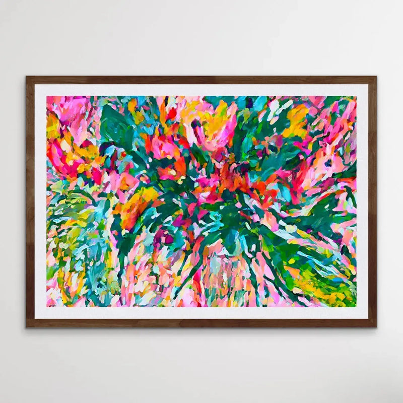 Colourflora - Colourful Abstract Floral Print on Canvas or Paper - I Heart Wall Art